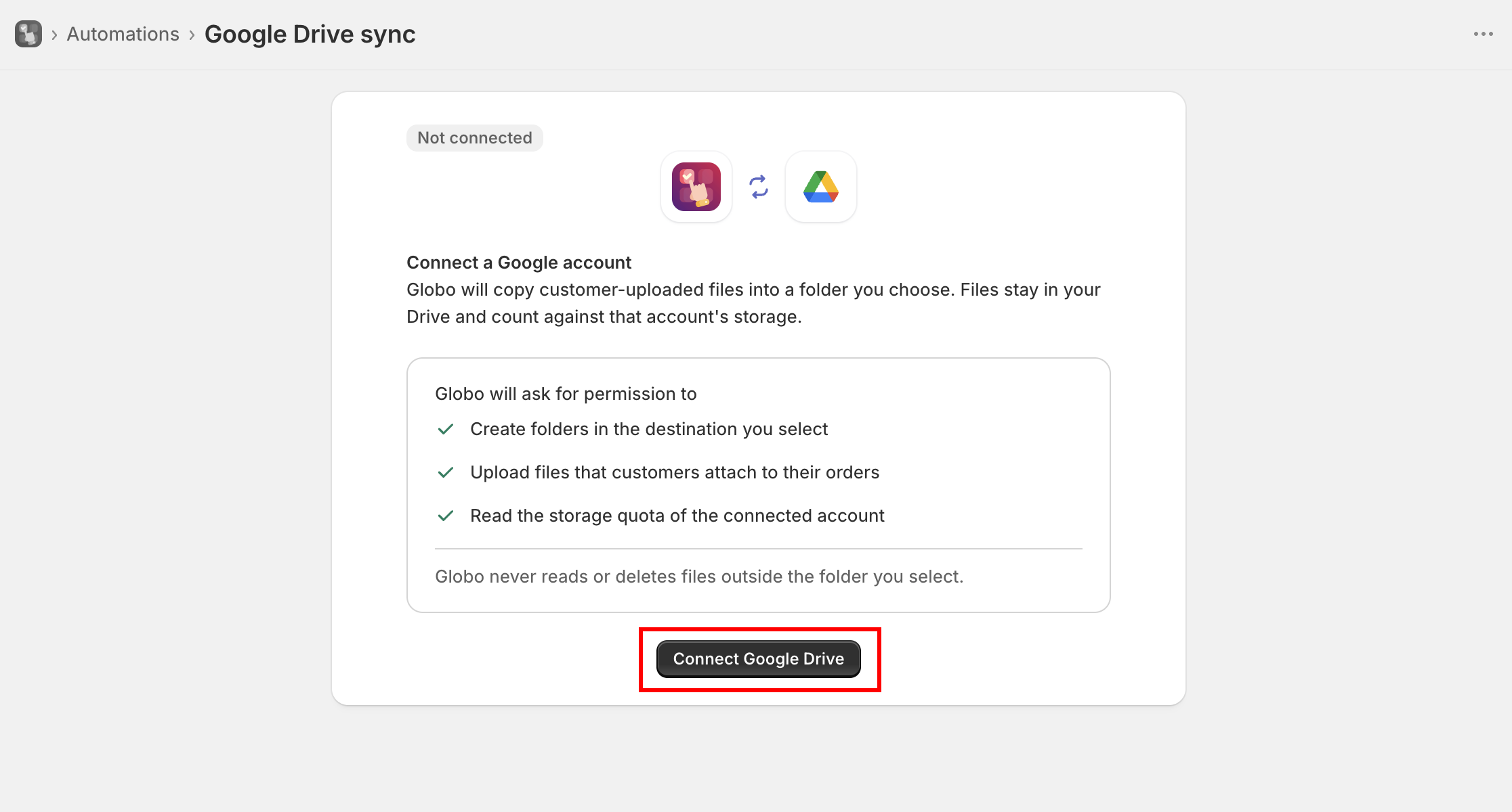 Google's consent screen listing the permissions the app requests