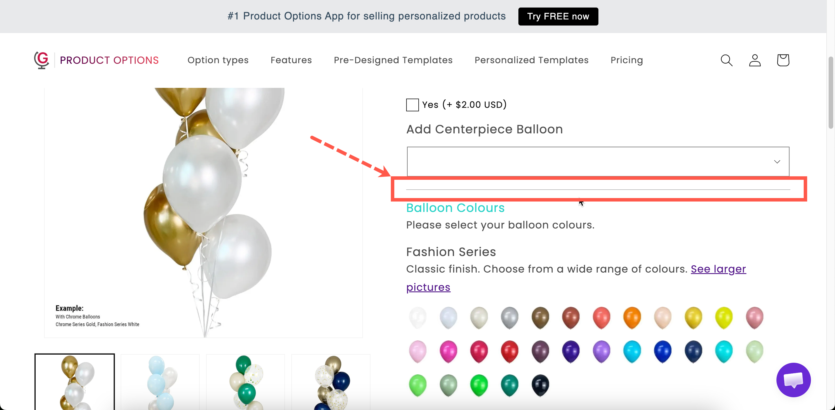 Two dividers of different styles separating groups of options on a storefront product page