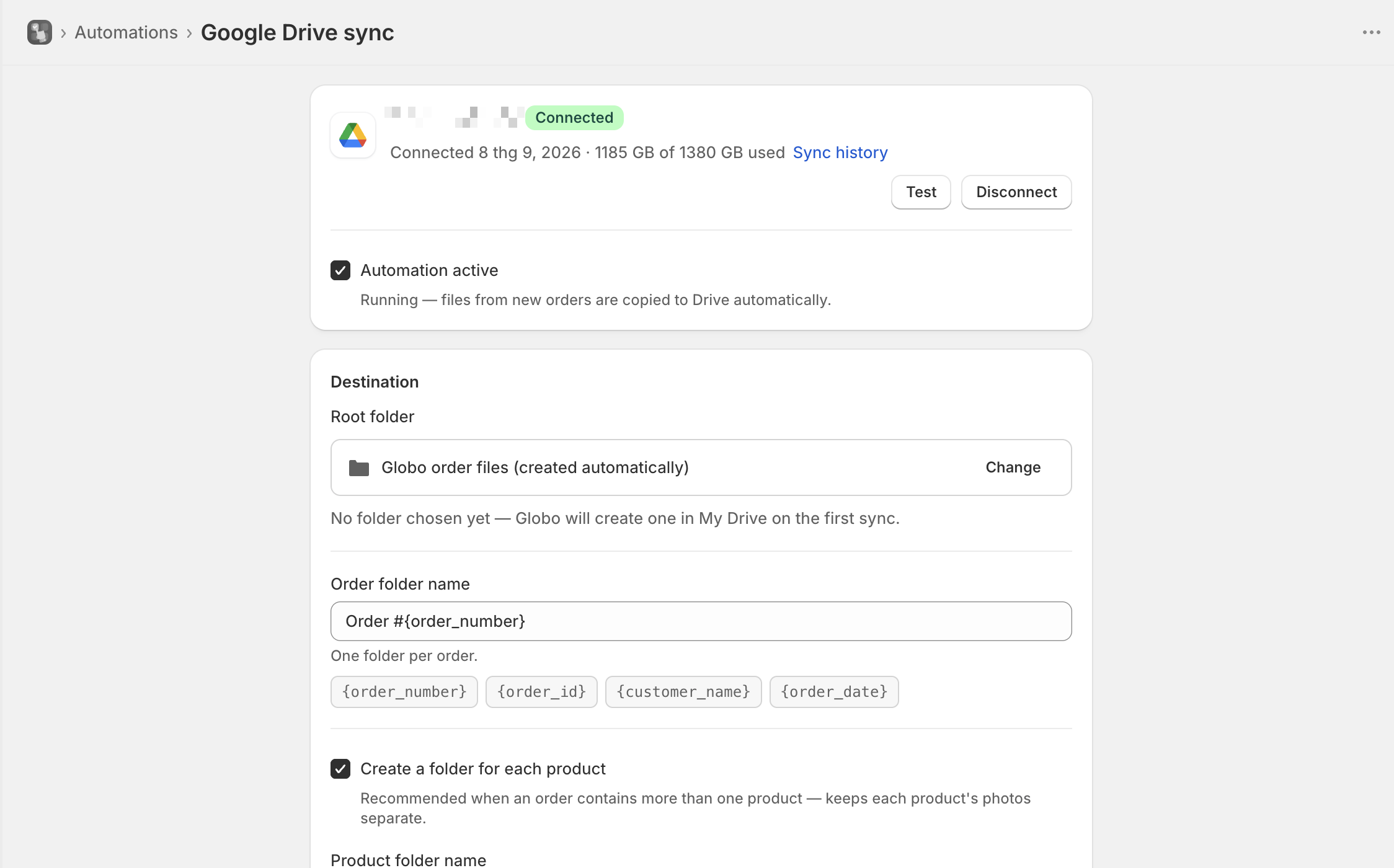 The connect panel listing the three permissions the app asks for